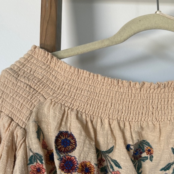 Free People Beige Floral Embroidered Blouse - Picture 4 of 4
